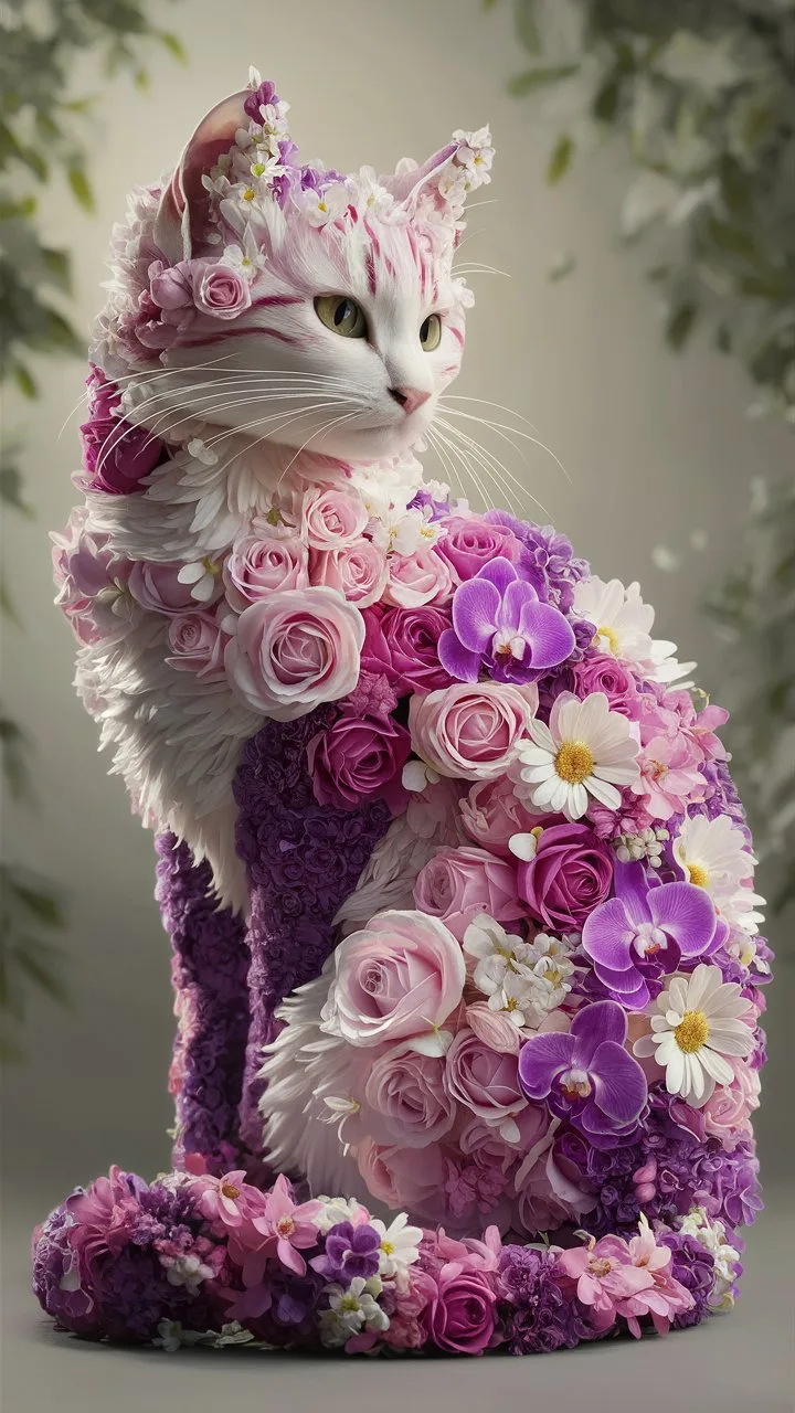花々で生まれた優雅な猫