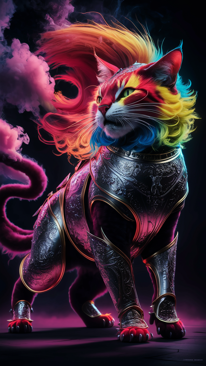荘厳な光彩の猫：力と優雅さの融合