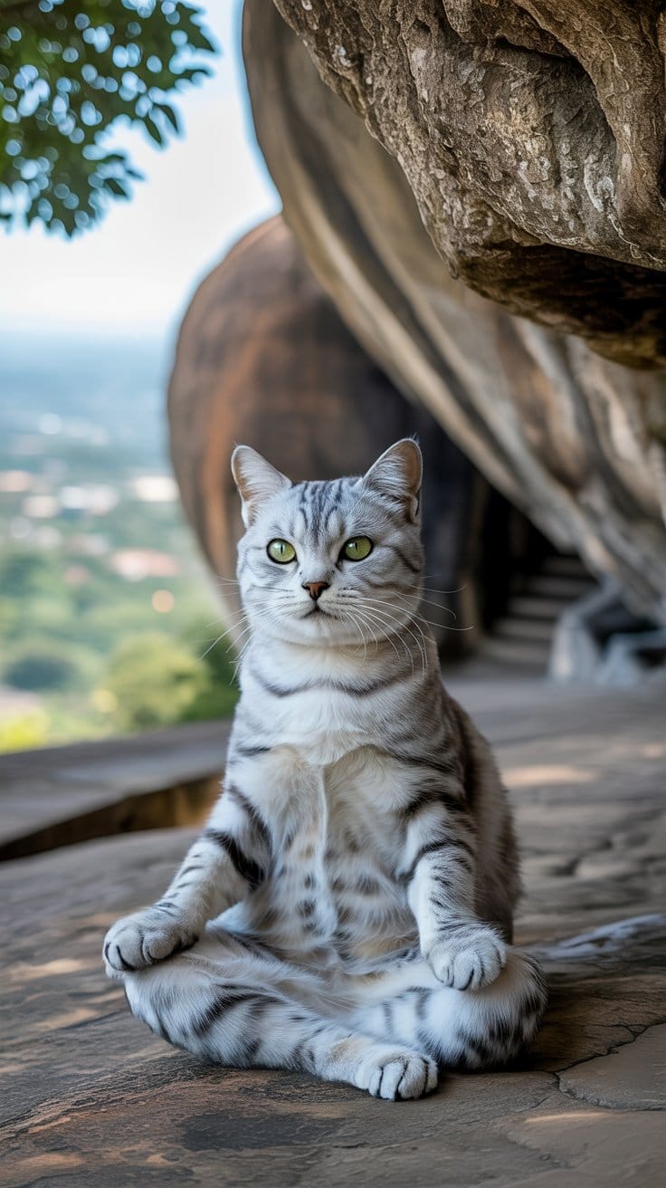 旅する座禅猫・世界ネコ歩き、オルモ岩と静寂のシルバータビー
